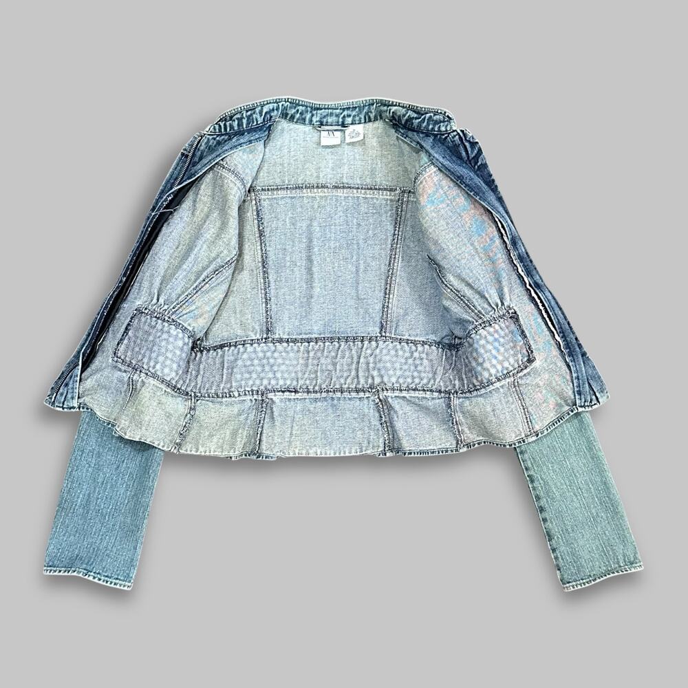 Armani Exchange Women’s Denim Moto Jacket with Woven Accents - Size M - Picture 3 of 5